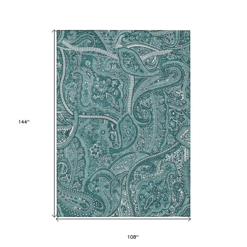 Tapis bleu sarcelle lavable 9 pi x 12 pi bleu sarcelle et ivoire