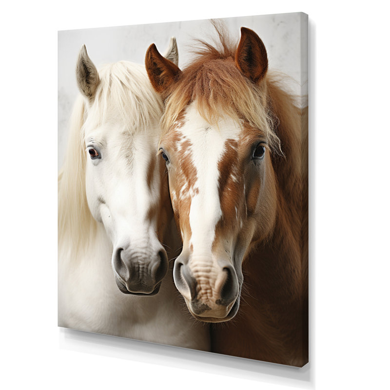 «Blaike White and Brown Horse Dynamic Duo V», reproduction sur toile, H 40 po x l 30 po x P 1,5 po, Toile tendue