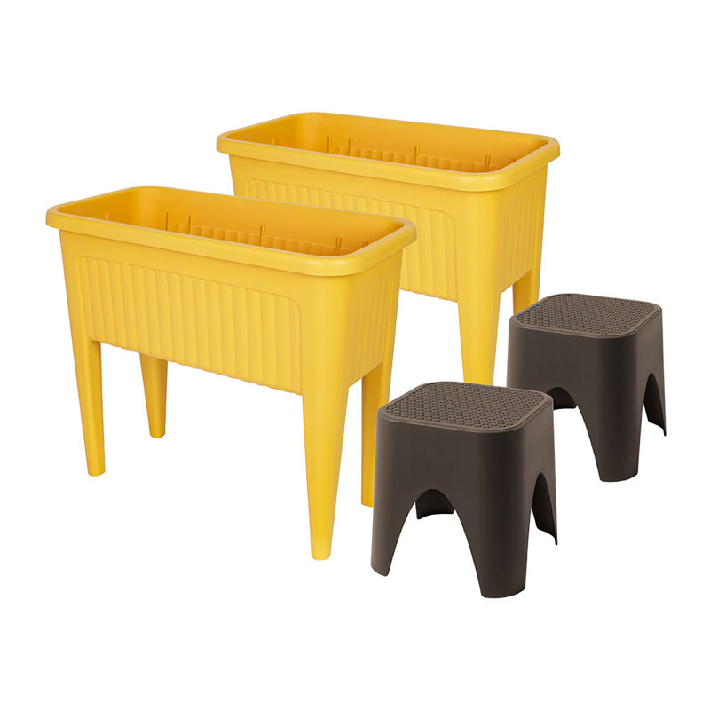 Ensemble de lit de jardin et tabouret 4 pièces Provence, Jaune
