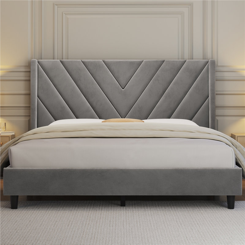 Permelia Upholstered Wingback Bed | Stylish & Comfortable