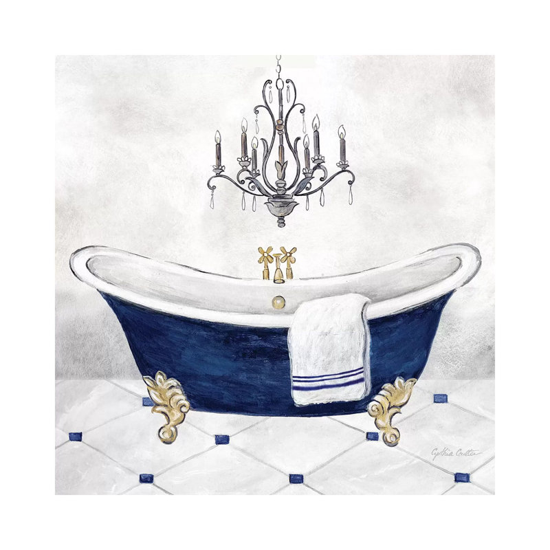 Bleu marine bain II, H 12 po x l 12 po, Toile tendue, Sans cadre