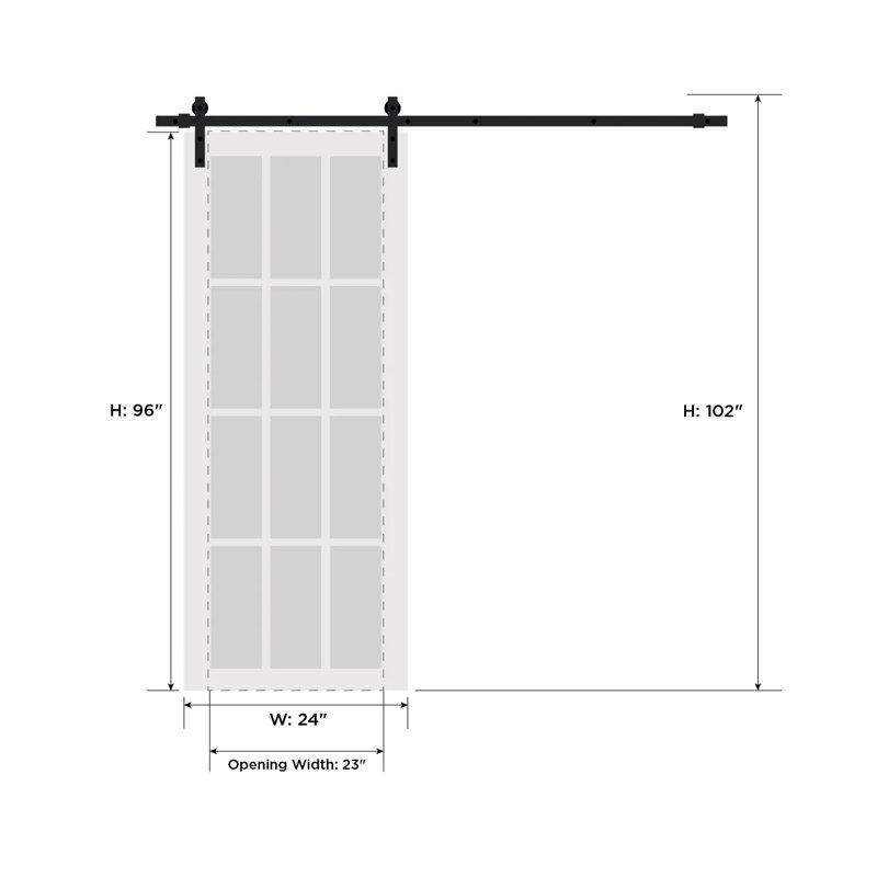 Porte standard en verre givré Mela, 24 po x 96 po
