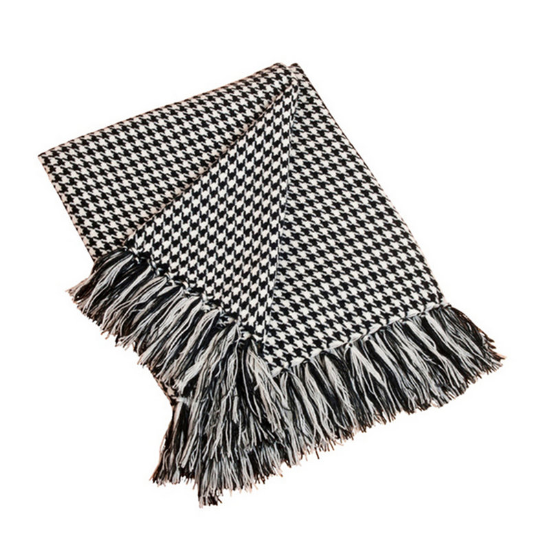 Sevan Collection Hand Woven Throw Blanket, Black, 50" x 60", Houndstooth