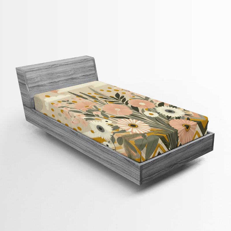 Microfiber Floral Fitted Sheet, Twin XL