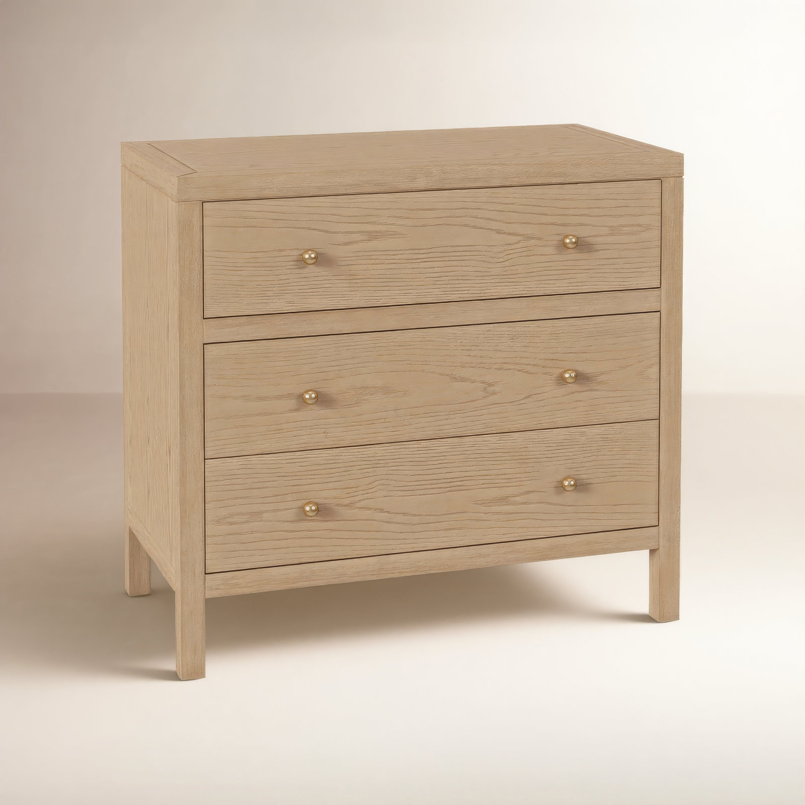 Celine 34" 3-Drawer Nightstand, Light Oak