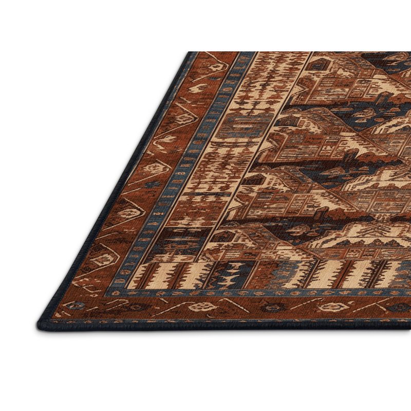 Tapis brun turc lavable à la machine, Rectangulaire 7 pi x 10 pi