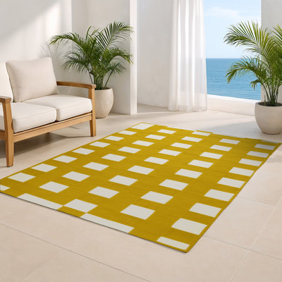 Tapis d'intérieur et d'extérieur à carreaux brun