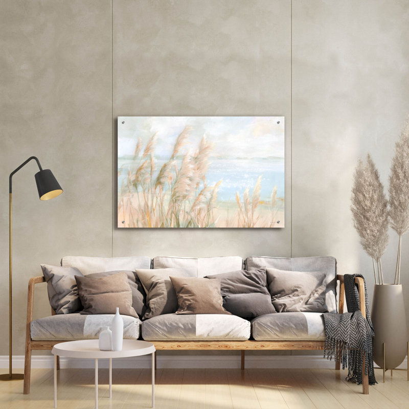  «Seaside Pampas Grass Light» par Danhui Nai, art mural en verre acrylique, 36 po x 24 po