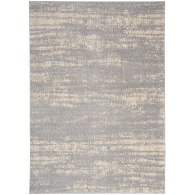 Tapis intérieur / extérieur gris en chenille tissé à la machine