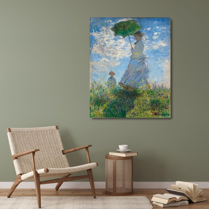Monet, Claude, art sur toile tendue: Femme avec un parasol, madame Monet et son fils (97_53134), H 34 po x l 28 po