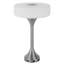 Lampe de table, ports USB, abat-jour en verre blanc givré, acier brossé de 22 po