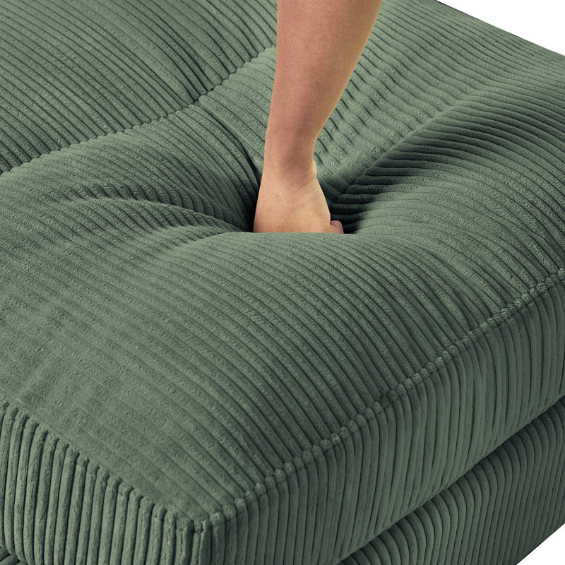 Canapé modulaire moderne en velours côtelé, ensemble de canapé en L convertible en forme de U avec coussin, canapé modulaire surdimensionné avec repose-pieds, convient au salon, au grenier, à un appartement, à 6 sièges vert olive