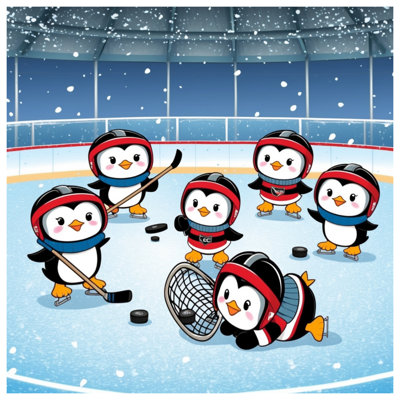 Pingouins jouant au hockey Housses de couette