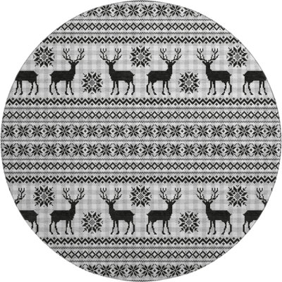 Premium Machine Washable Dockside AMF1820 Reindeers and Snowflakes Rug