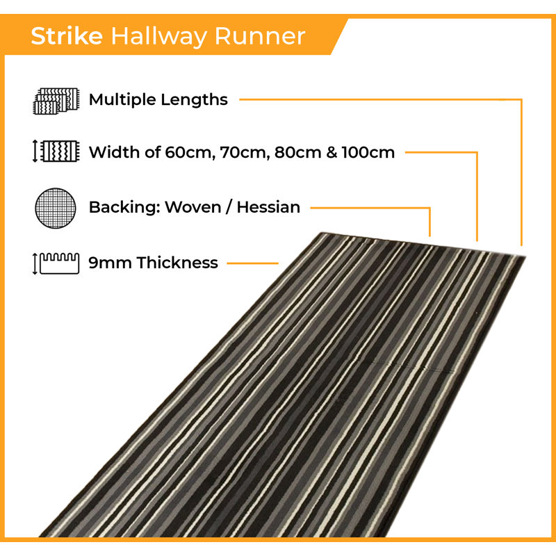 Ainsley Striped Indoor Area Rug, Rectangle 150cm x 80cm