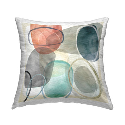 Neutral Tone Oblique Shapes Outdoor Printed Pillow by Carol Robinson