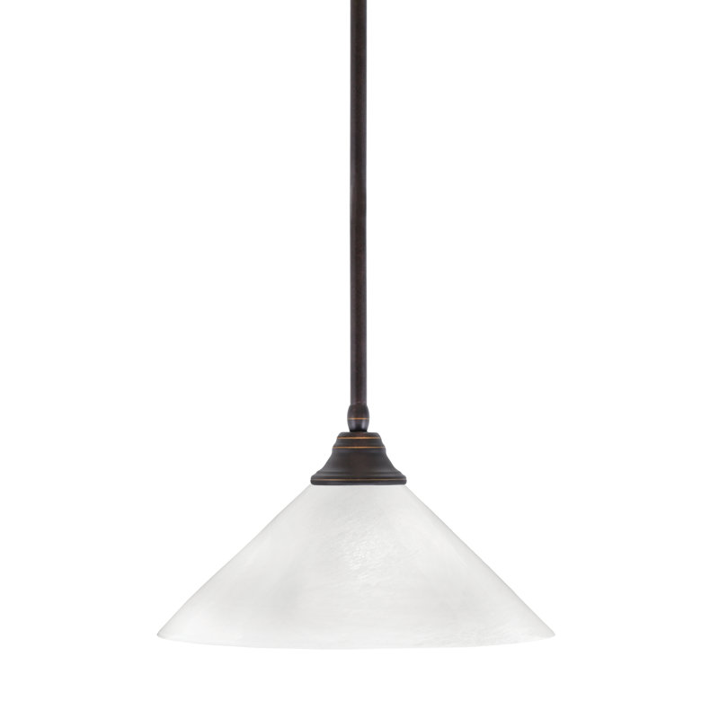 Luminaire suspendu à n'importe quelle tige, Granit foncé, Blanc givré, H 9 po x l 16 po x P 16 po