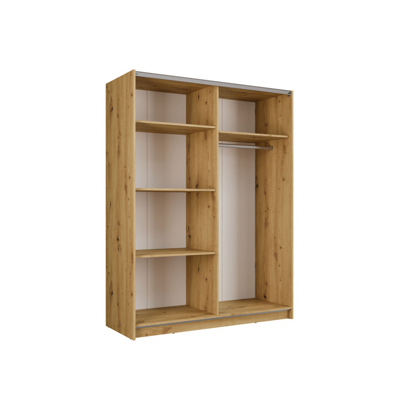 Laminate Wardrobe, 198.5cm H x 150.6cm W x 62cm D, Natural