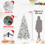 Arbre de Noël enneigé 7 pi avec 450 lumières DEL chaudes, 1060 pointes, PVC enneigé et branches à aiguille dure, conception à charnières, support en métal robuste-118094992