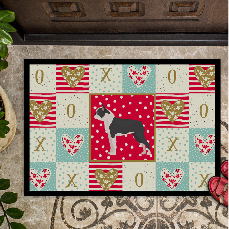 Boston terrier 36 po x 24 po tapis d’extérieur antidérapant pour l’intérieur Aubrie