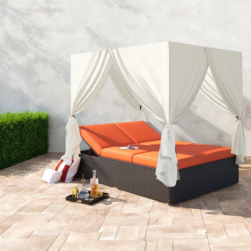 Méridiennes de patio réglables, lit de jour moderne en rotin d'acier pour la piscine