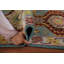 Tapis de couloir indien bleu clair à motif géométrique Kazak 3 x 10