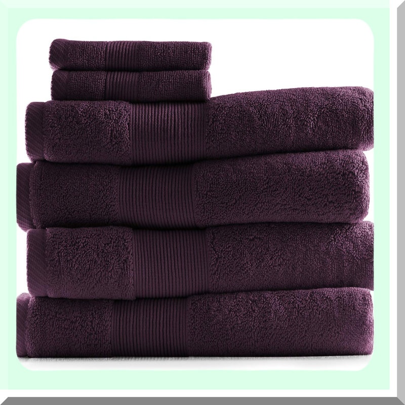 UltraSoft Luxe Cotton Bath Towels Set - 6 Piece, Highly Absorbent, 100% Ring Spun Cotton, Includes 4 Bath Towels & 2 Washcloths, Perfect for Bathroom - Purple
