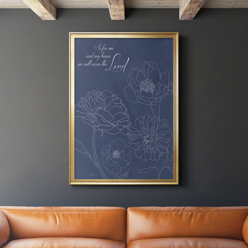 «Serve The Lord Floral S Croquis» par - Art textuel sur, H 24,5 po x l 18,5 po x P 1 po, Or