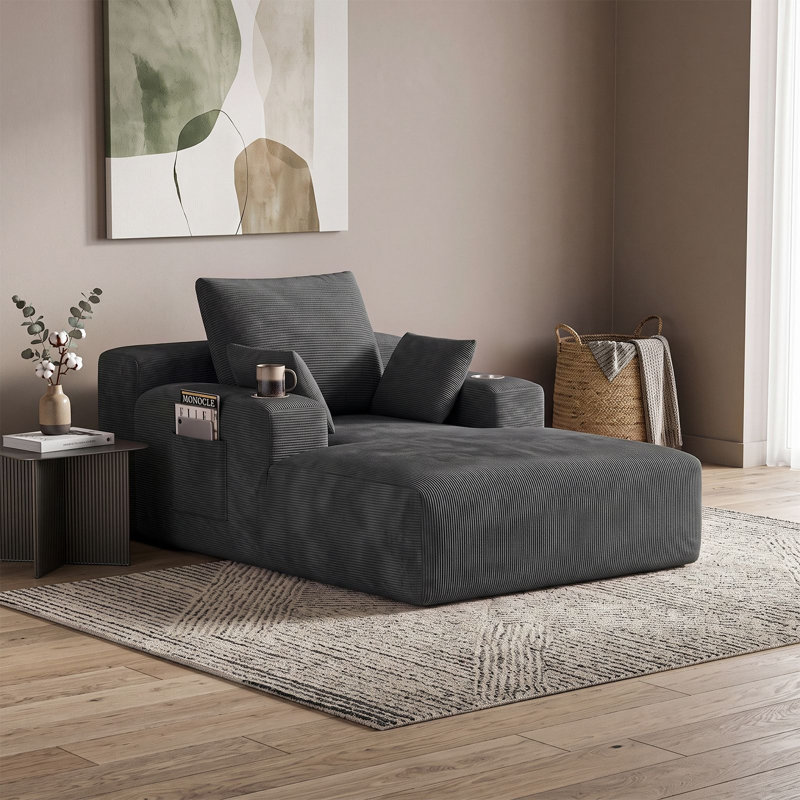 Canapé méridienne Boneless, Gris foncé