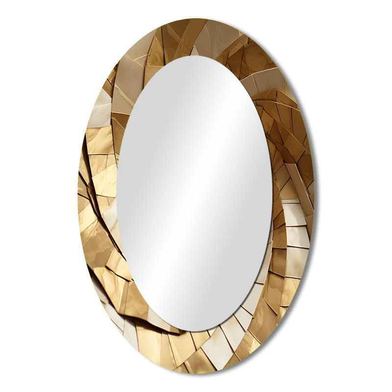 Miroir mural moderne moderne en métal or et blanc Spiral I, 36 po x 24 po