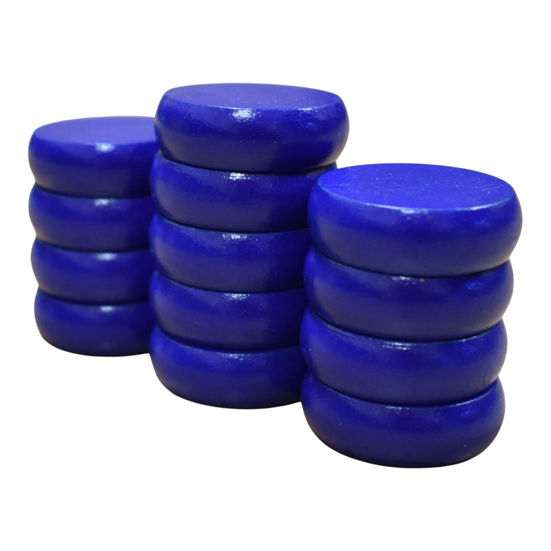 26 disques Crokinole (grands disques - 1 1/4 pouce de diamètre (3,2 cm)), Bleu / naturel