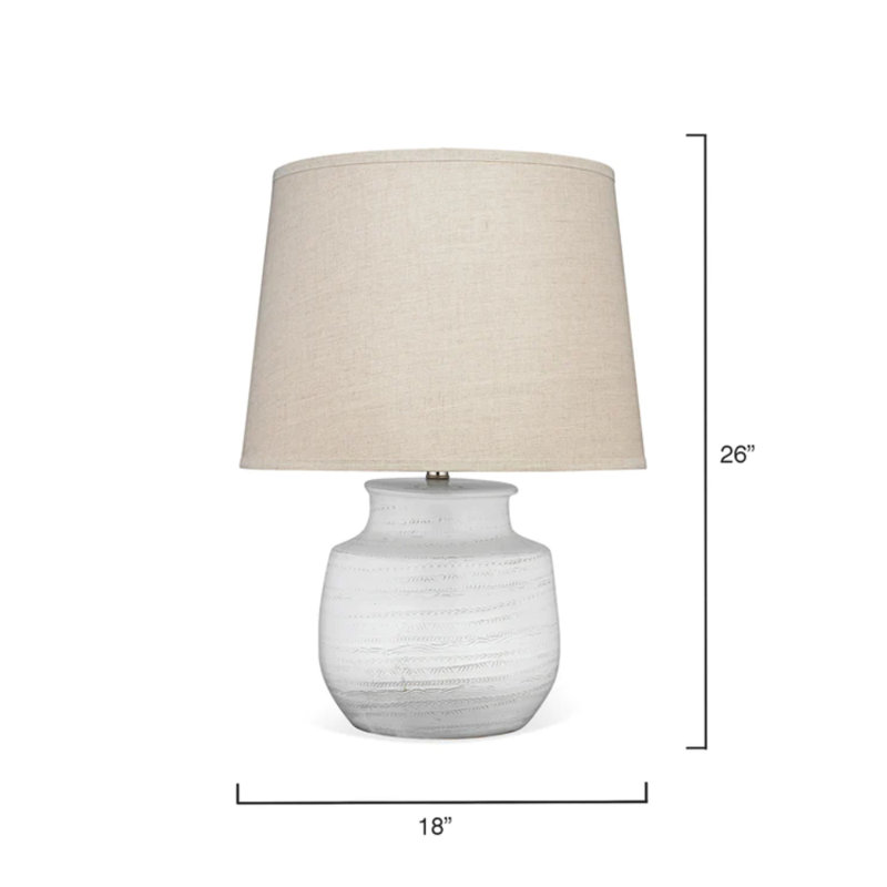 White Ceramic Table Lamp with Natural Linen Shade