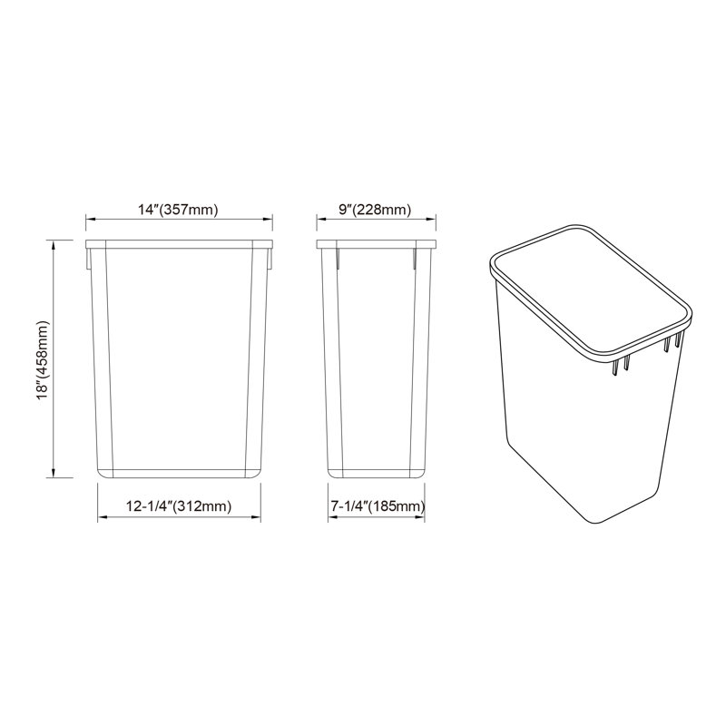 Plastic Open Trash Can -, 9