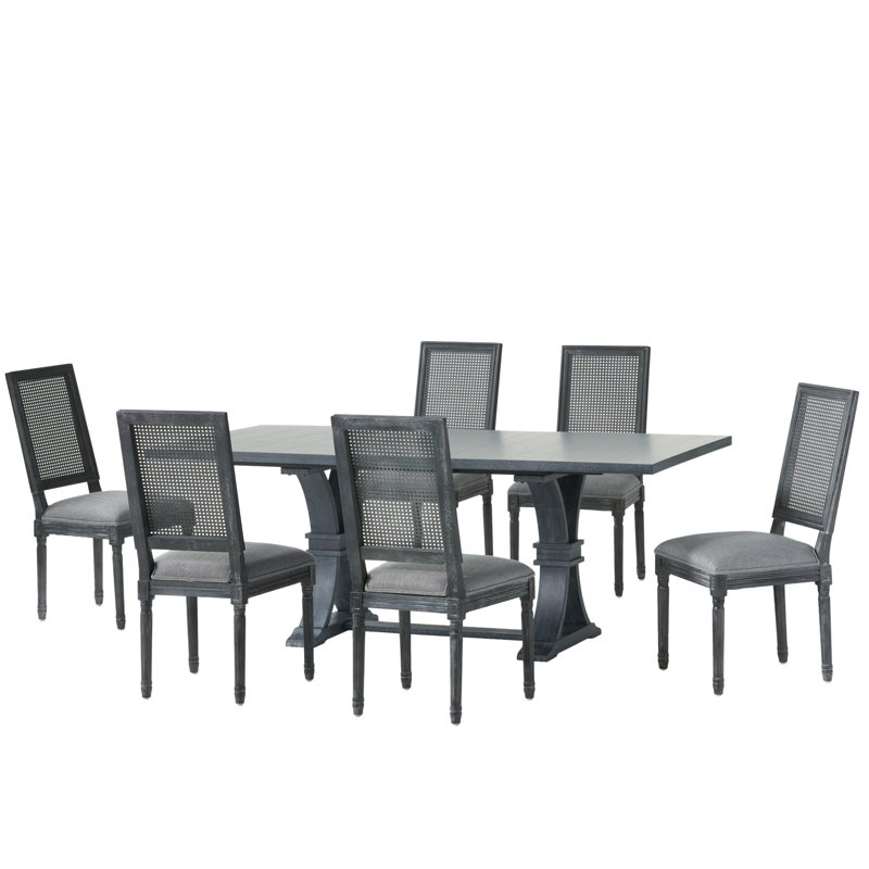Lamm Extendable Trestle Dining Set, Gray, Gray