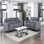 Causeuse de salon moderne en microfibre gris foncé avec revêtement de coussin confortable, pieds en métal noir, mobilier contemporain, 1 pièce-788645196