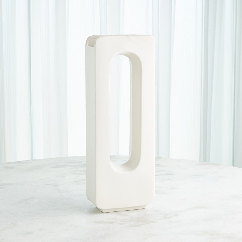 Vase de table en céramique, Blanc, H 22 po x l 8 po x P 4 po