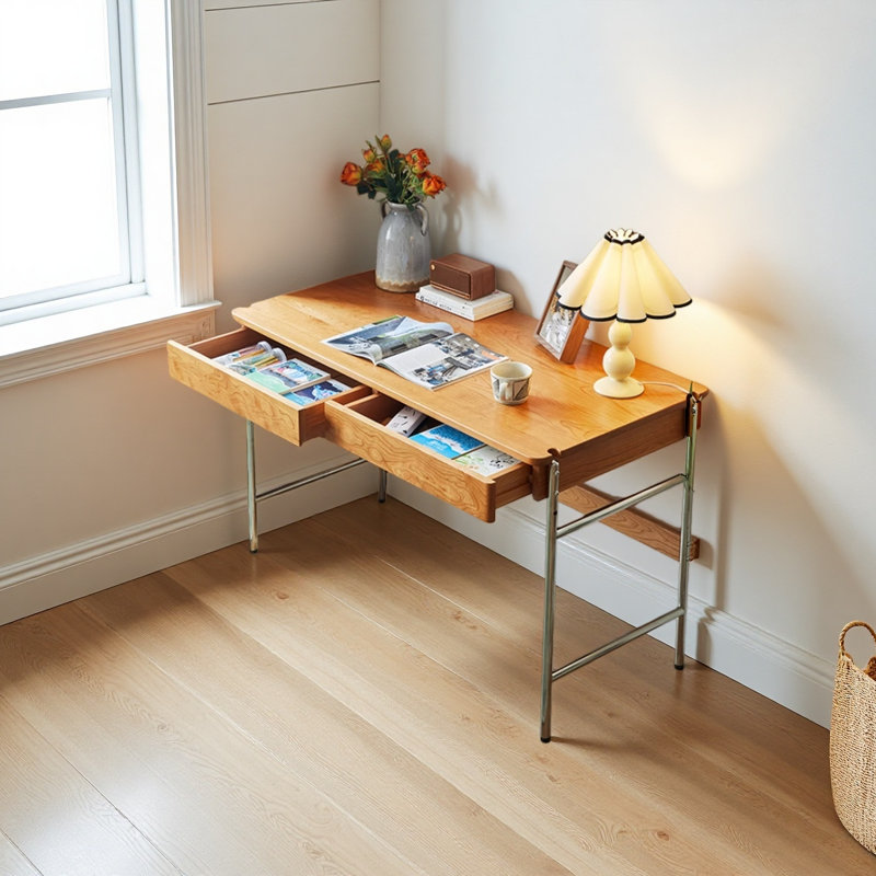 Solid wood cherry wood small study desk, 29.52" H x 47.24" W x 23.63" D