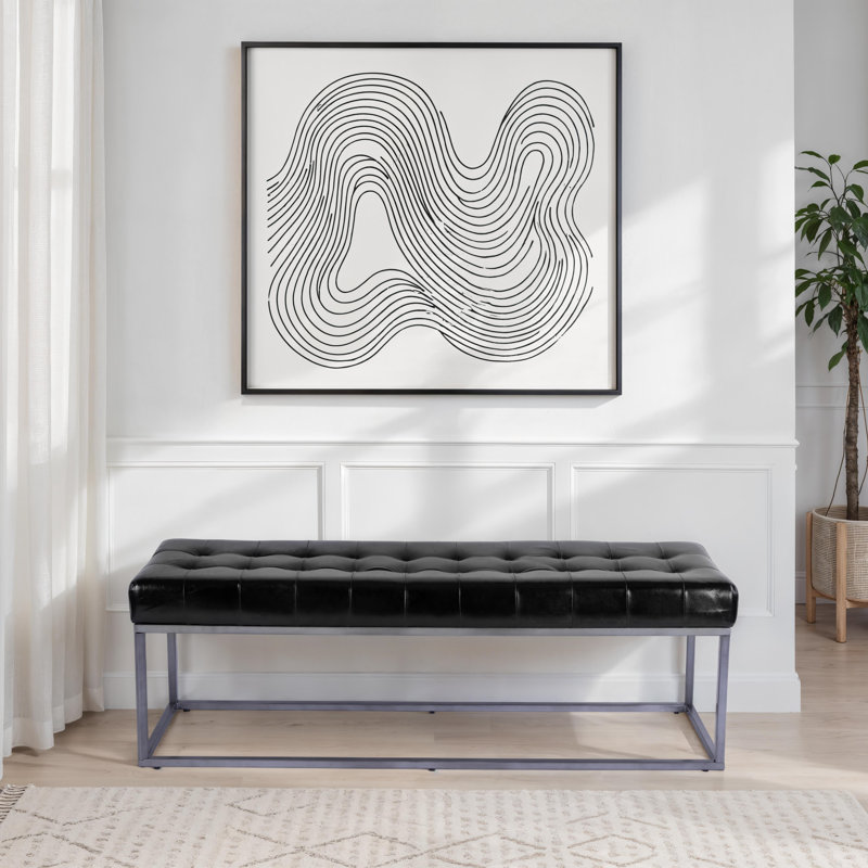 Banc d'appoint en cuir et fer Knox