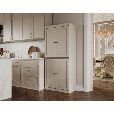 Bryani 100% Solid Wood Tall Kitchen Pantry Cabinet with Doors, Adjustable Shelves, Modular Kitchen Storage Cabinet, 32" W x 71.5" H