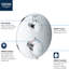 Ensemble de garniture de robinet thermostatique de douche à 2 poignées GROHE Grohtherm-44218760
