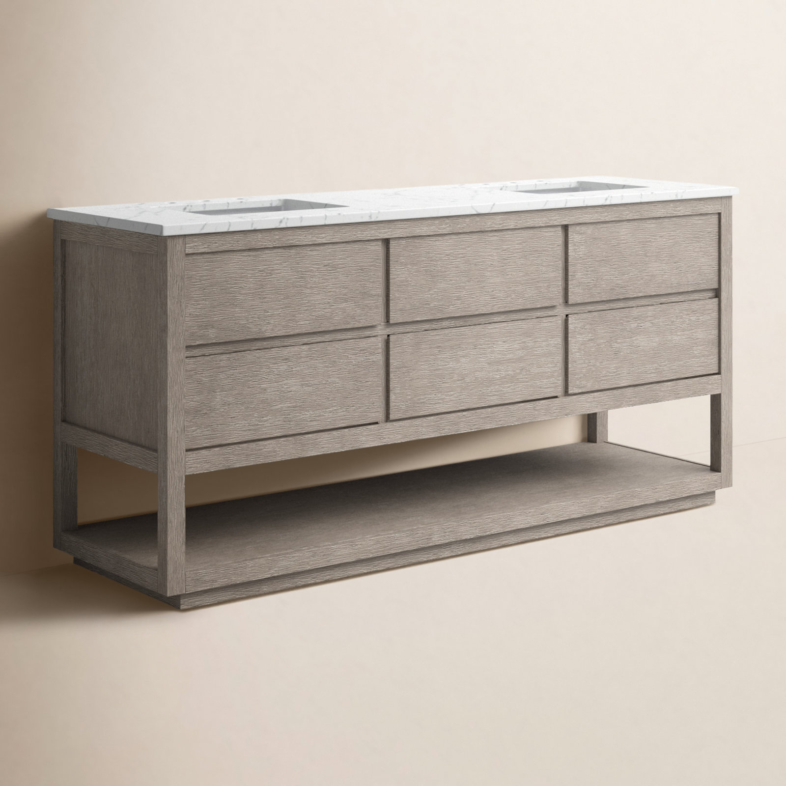 Constanta 72'' Double Bathroom Vanity, Grey Oak