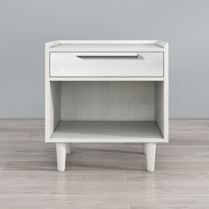 Table de chevet Canley, H 24,4 po x l 22,8 po x P 16,9 po, Blanc