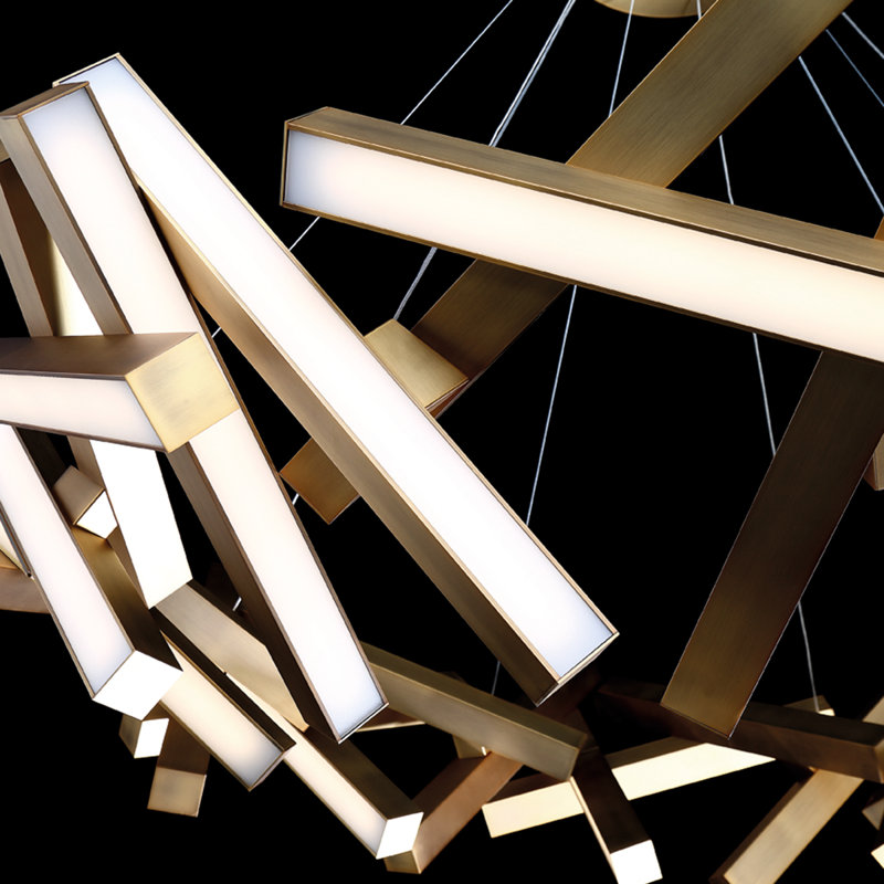 Chaos 31 - Light LED Chandelier, Aged Brass