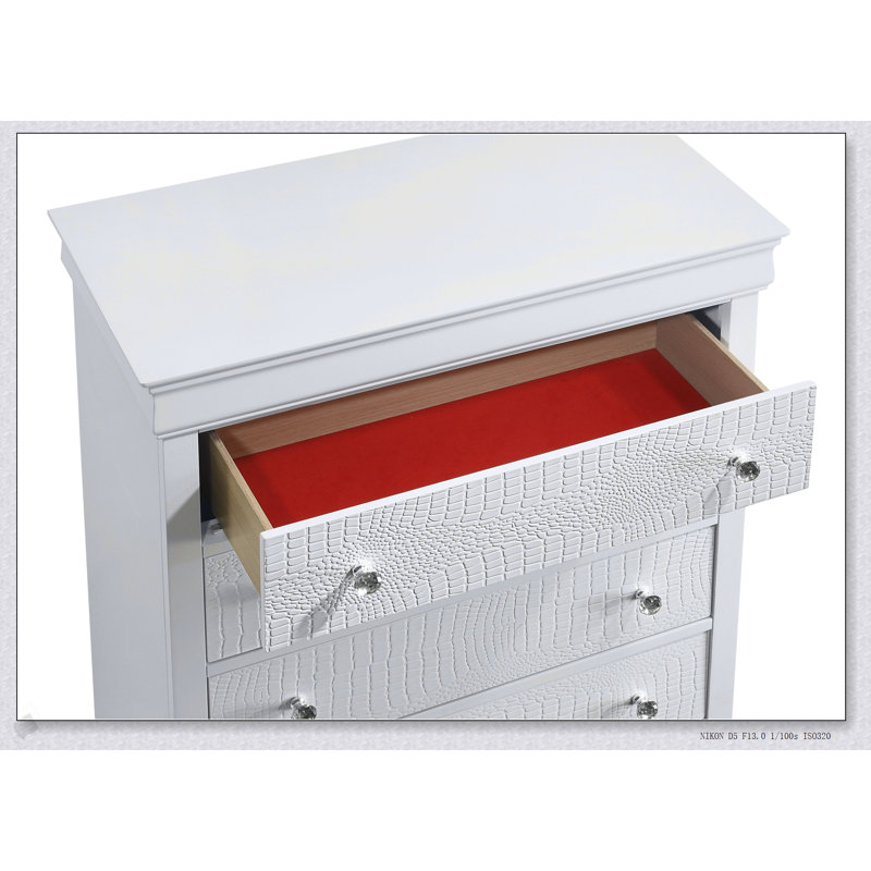 Commode 5 tiroirs Blaze, Blanc