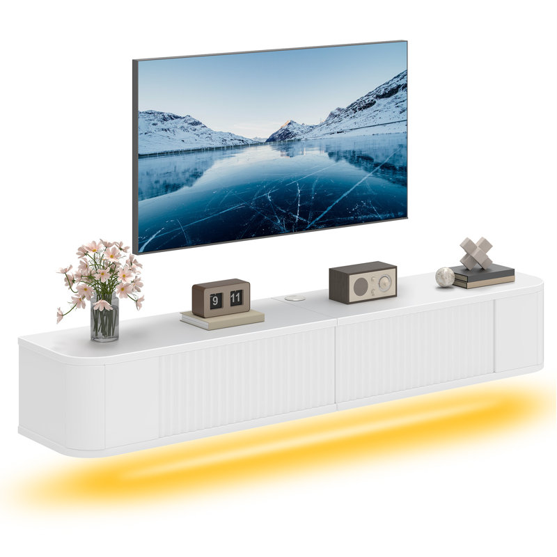 Wall Muonted TV Stand, 20cm H x 140cm L x 20cm W, White