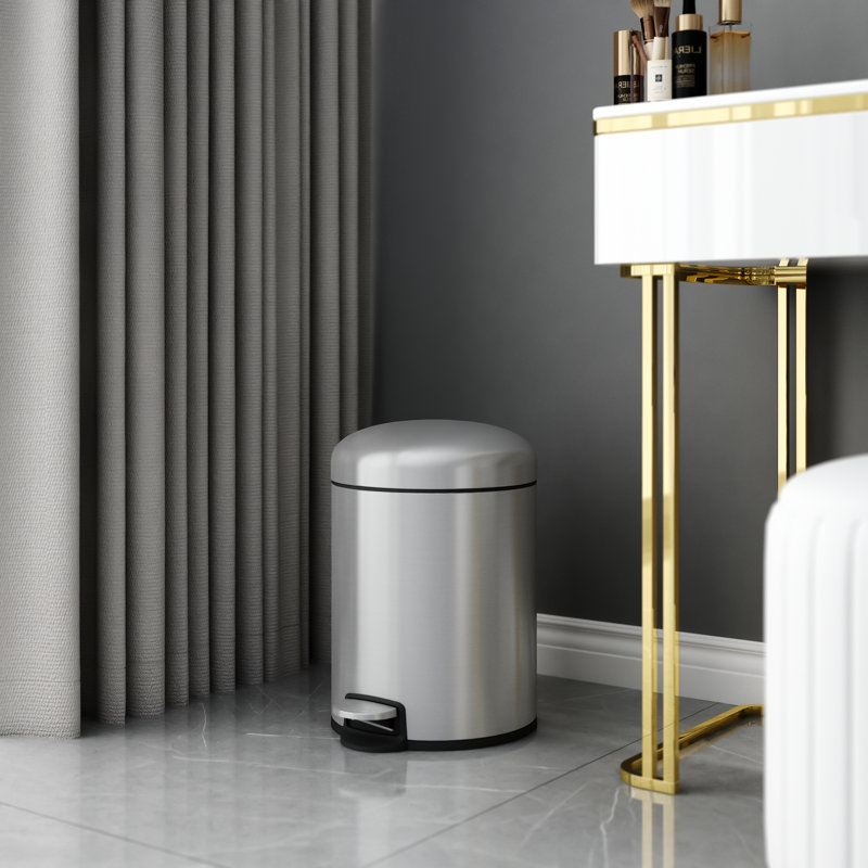 1.3 Gallon Brushed Stainless Steel Step Trash Can