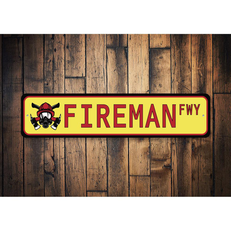 Plaque en aluminium Fireman Street, H 4 po x l 18 po x P 0,04 po