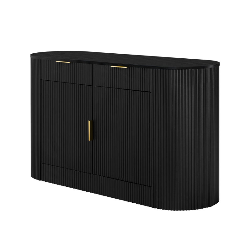 Crédence de bureau 55 po à 4 portes et 2 tiroirs, Noir