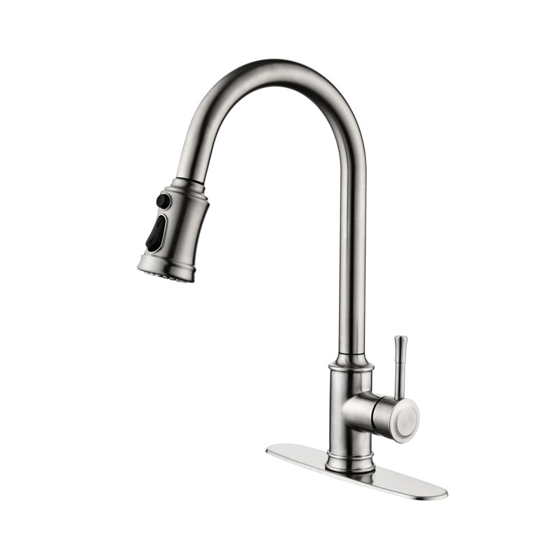 Matt Black Kitchen Faucet With Stainless Steel Construction, Pull Down For Easy Water Control Faucet, Steel, Out Spray Function Practical Applications