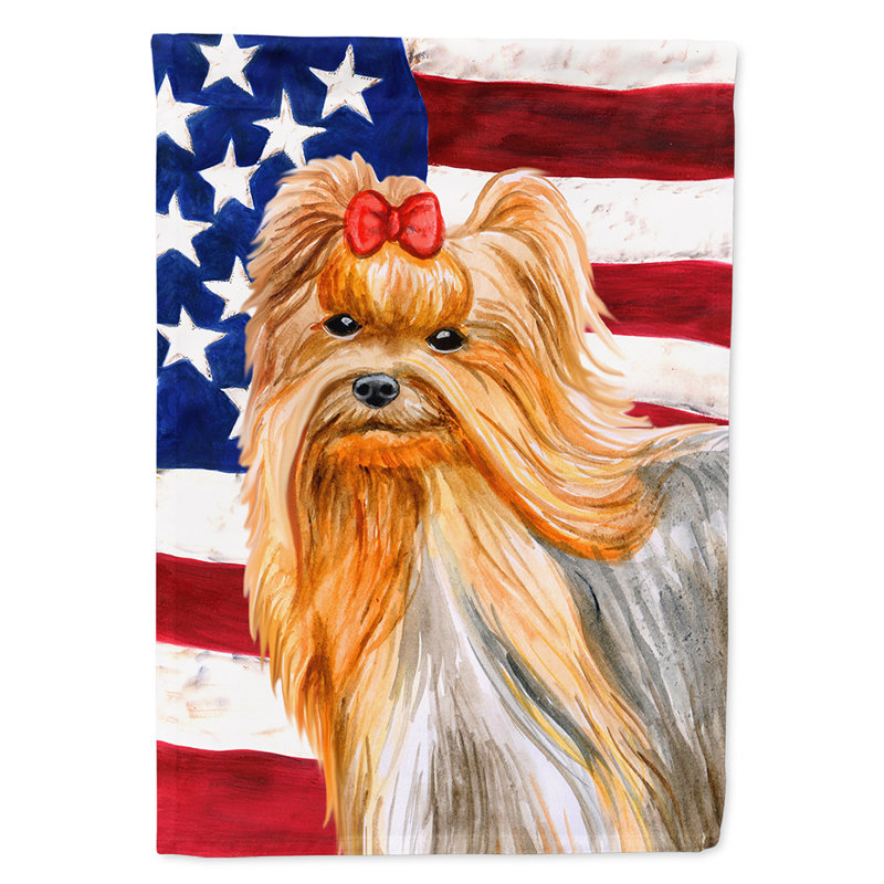 Drapeau de maison en polyester à 2 côtés Shahnur, Yorkshire Terrier doré